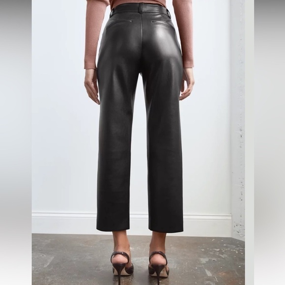 Aritzia Babaton Command Cropped Vegan Leather Pants Sz 10 Mid Rise Black - Picture 4 of 14